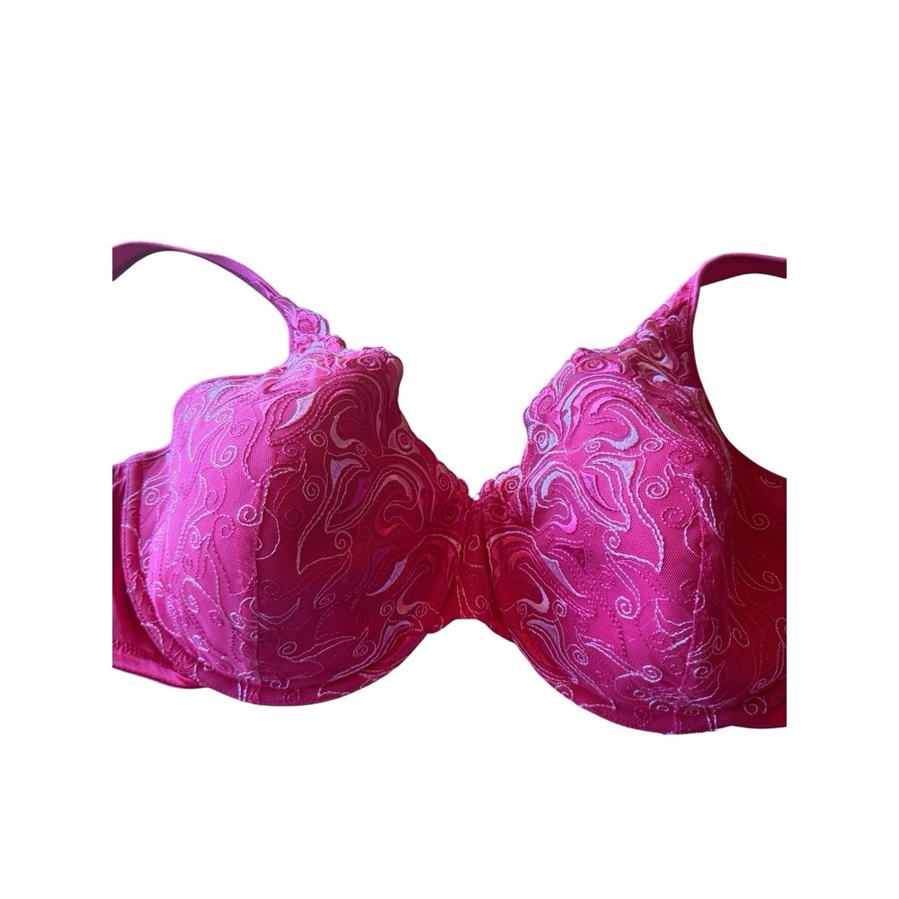 Playtex Secrets Red Lace Embroidered Underwire Bra Size 42DD Adjustable Straps‎